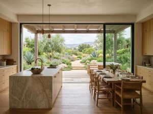 California kitchen with indoor-outdoor living