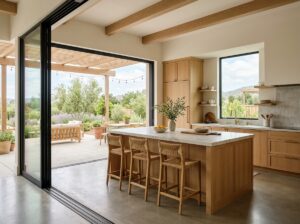 California kitchen with open patio access