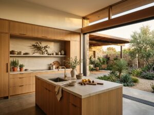 Modern California kitchen with outdoor courtyard