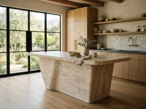 Natural stone kitchen island