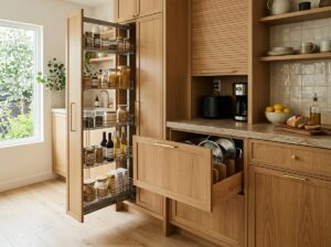 Space-saving ADU kitchen storage