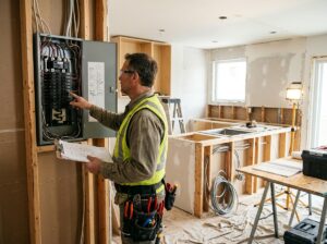 Electrician reviewing kitchen capacity